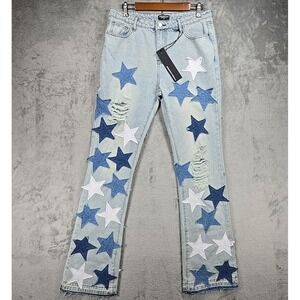 Rockstar Original Starlena Stacked Flare Jeans Women Sz S (Act 33x36) Patchwork